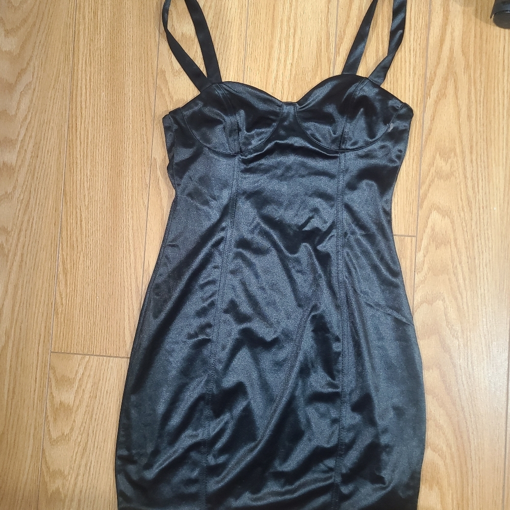 Sexy Black Satin Dress